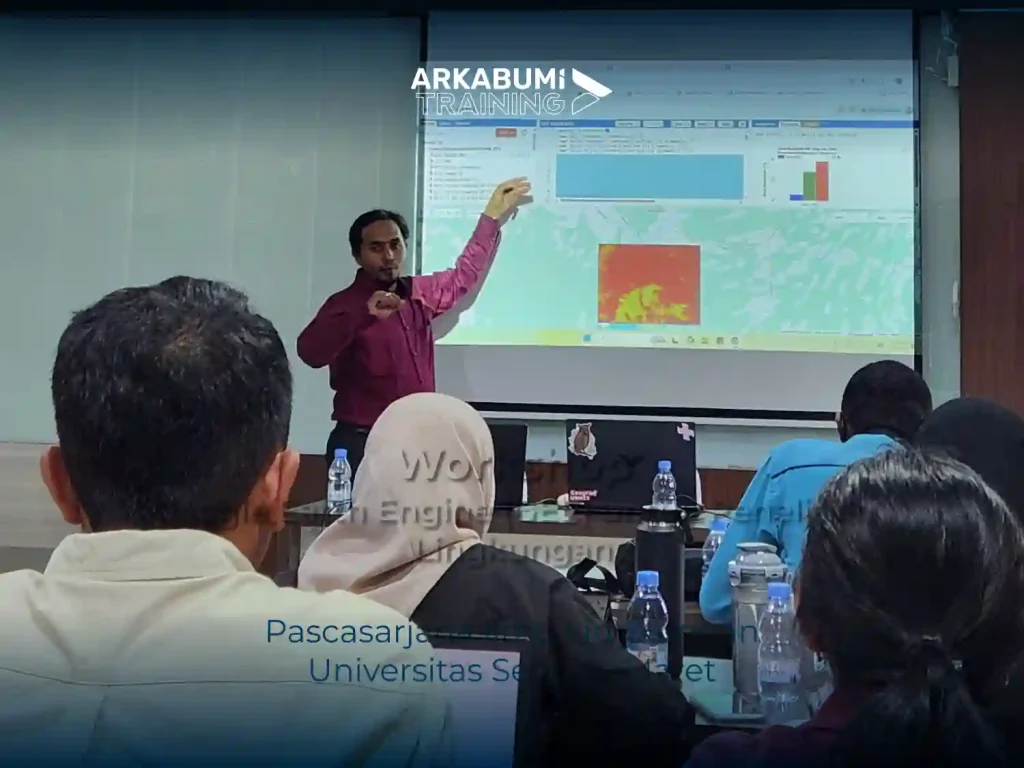 Dokumentasi "Workshop Google Earth Engine untuk Penelitian Lingkungan" bersama Pascasarjana Ilmu Lingkungan Universitas Sebelas Maret dengan instruktur Faiz Karmani, S.T. dan asisten instruktur Damai Sinar Pertiwi, S.Geo.