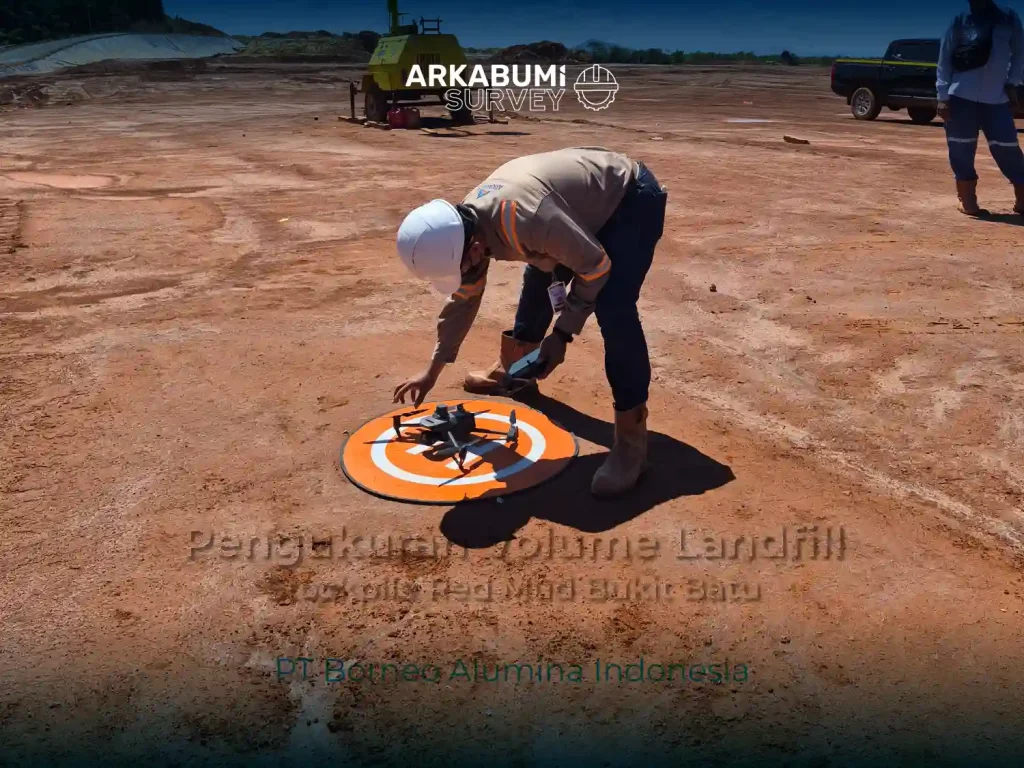 Dokumentasi "Jasa Survey Pengukuran Volume Landfill Red Mud Bukit Batu" pada Juni 2026 di Site PT Borneo Alumina Indonesia