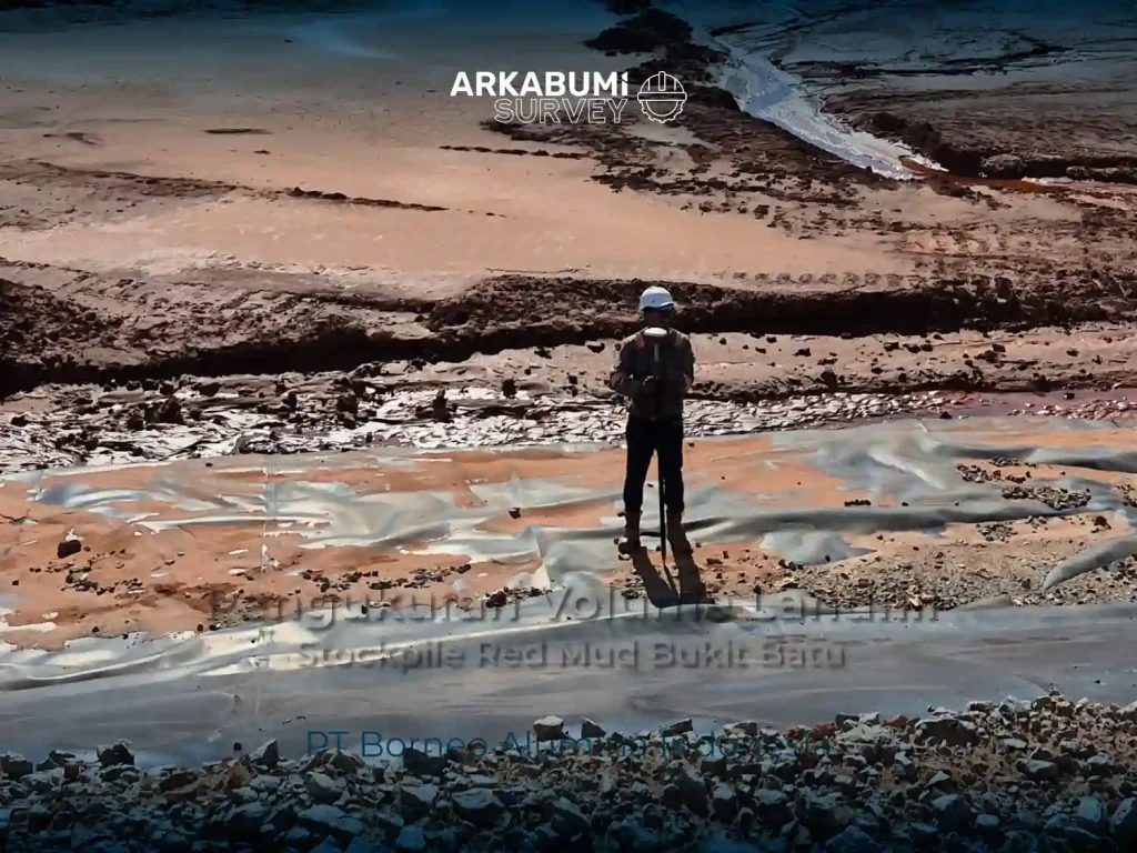 Dokumentasi "Jasa Survey Pengukuran Volume Landfill Red Mud Bukit Batu" pada Juni 2026 di Site PT Borneo Alumina Indonesia